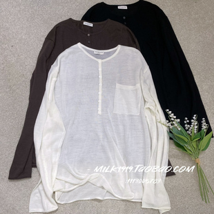 NOTEN纽扣贴兜轻薄宽松羊毛t恤女 VAN 欧洲站2025早秋新款 DRIES