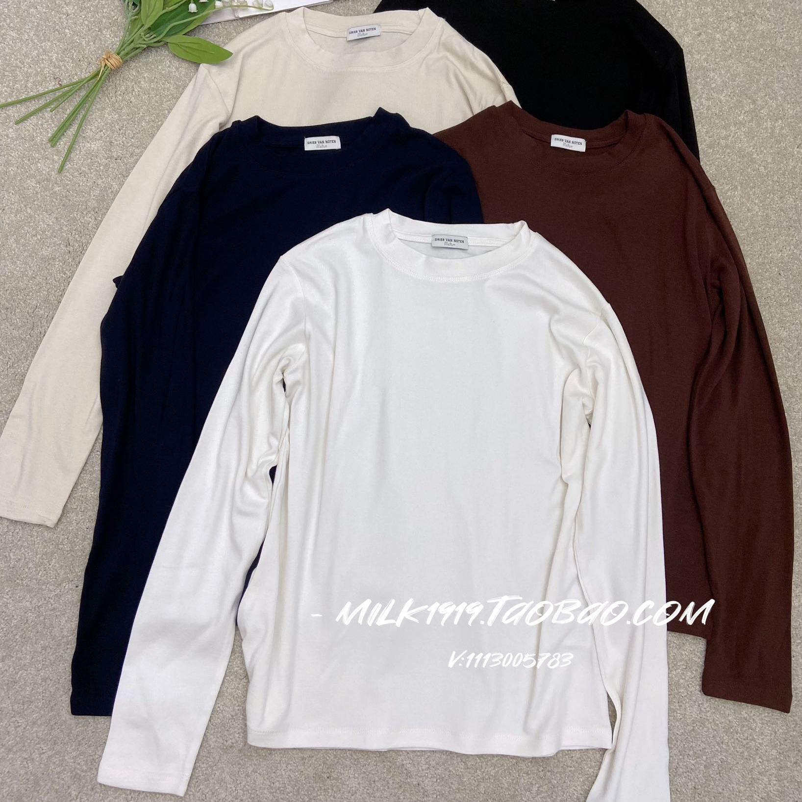 欧洲站小众设计师圆领打底T恤