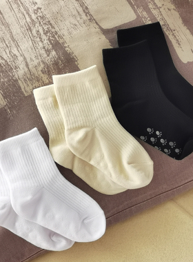 caras韩国进口童袜棉袜螺纹宝宝袜子棉袜吸汗幼儿中筒袜儿童白色