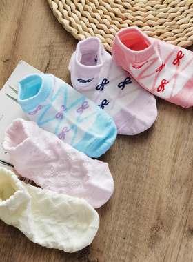 韩国KidsFUTURE儿童花边袜棉袜短袜公主粉色白色洋气蝴蝶结袜子女