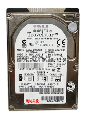 可开票DARA-206000 6G IBM2.5寸并口工业笔记本硬盘IDE接口现货