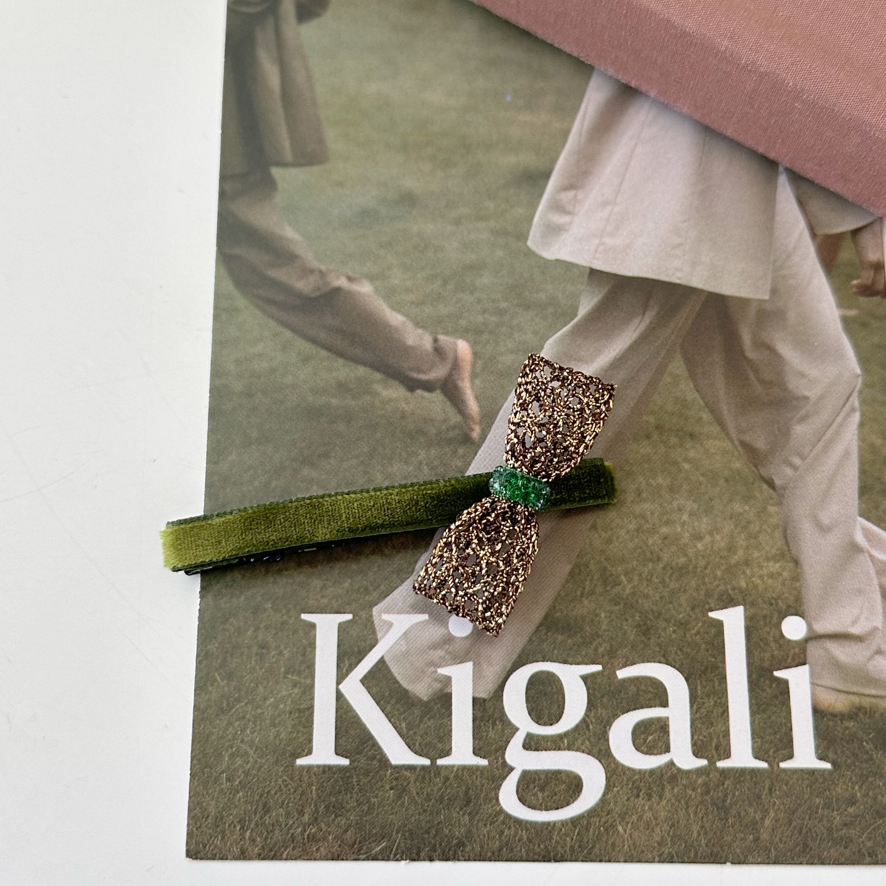 韩国进口复古丝绒金丝蝴蝶结发夹豆家同款绿色水砖鸭嘴夹气质发饰