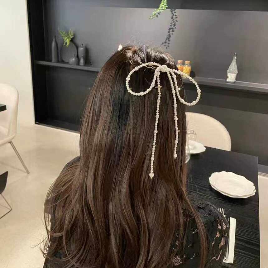 侧边发饰珍珠时尚设计师款个性