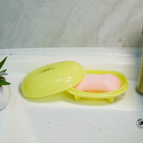 日本进口肥皂盒带盖沥水小香皂盒沐浴洗脸洁面皂盒洗衣肥皂收纳架