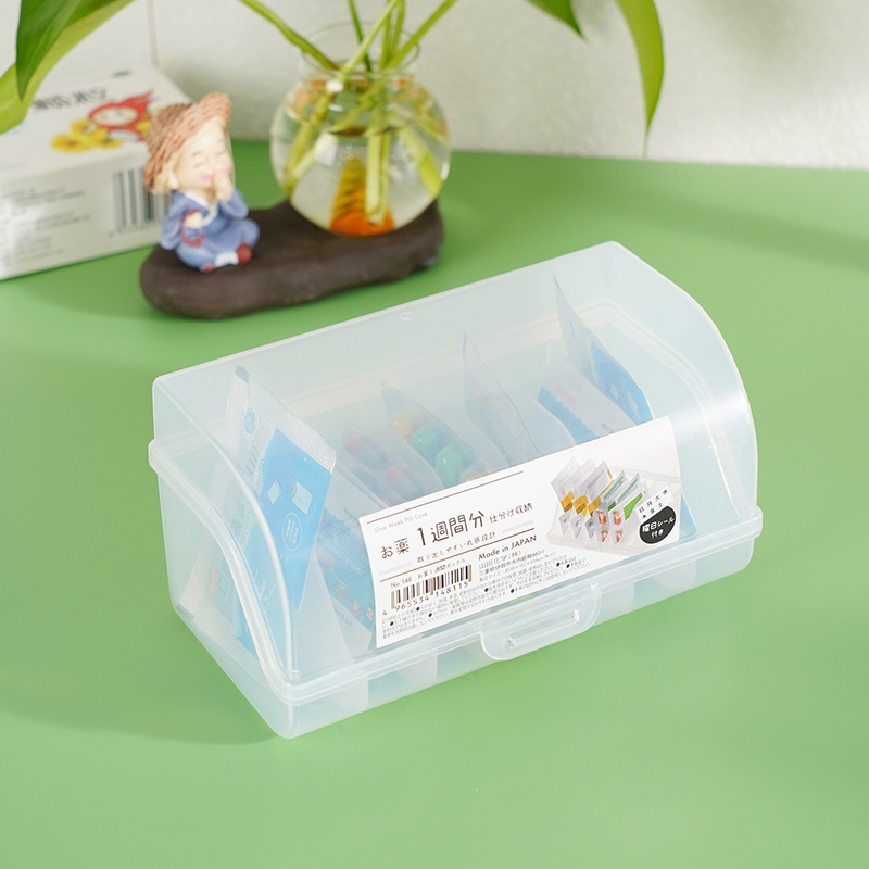 日本进口多格药盒药品便携收纳盒小药箱7分格家庭应急药物整理盒
