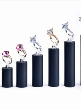 亚克力圆形黑色戒指展示架珠宝首饰饰品陈列架子展示道具戒指座