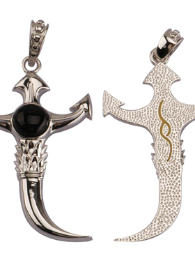 二郎神天眼项链吊坠银天然黑玛瑙