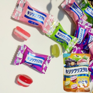 日本进口零食品春日井三种水果味夹心糖果白桃苹果葡萄水果糖62g