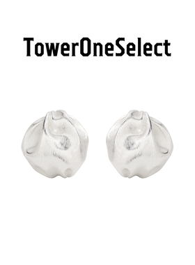 TowerOneSelect官方店ZHAO褶皱丝绸花苞袖耳钉拉丝高级感耳环