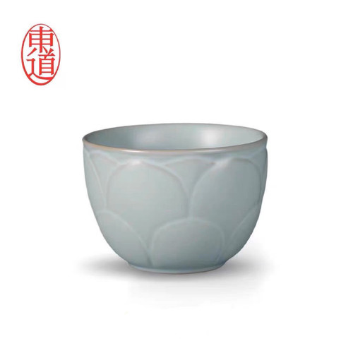 专柜正品 东道汝窑 主人杯开片茶杯高档陶瓷功夫茶具莲升杯莲花杯
