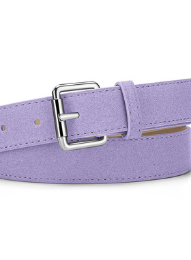 紫色皮带时尚chic风简约反绒高级感百搭装饰裤腰带女玫红绿色灰色