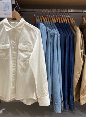 M480004 479579日系女装牛仔工装衬衫长袖水洗产品衬衣空调衫外套