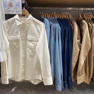 479579日系女装 水洗产品衬衣空调衫 牛仔工装 长袖 外套 衬衫 M480004