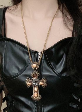 partyme手工重工十字架吊坠项链复古风颈链小众高级感设计项饰潮