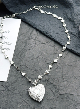 partyme手工爱心拼接链条吊坠项链女复古做旧甜美辣妹锁骨链饰