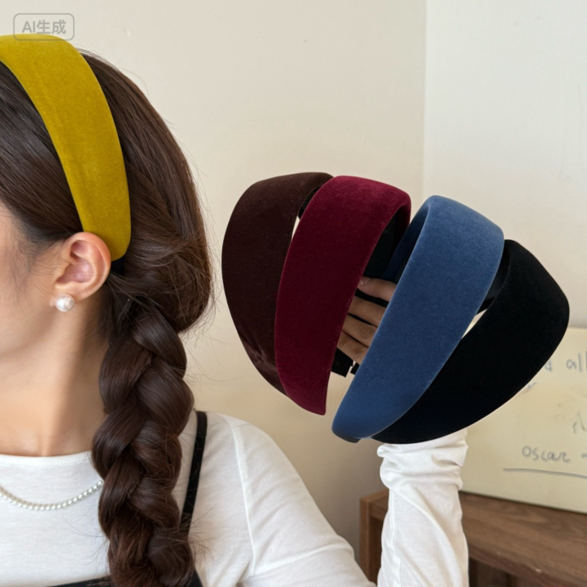 网红简约秋冬宽边丝绒发箍甜美彩色高颅顶压发洗脸风头箍百搭发饰