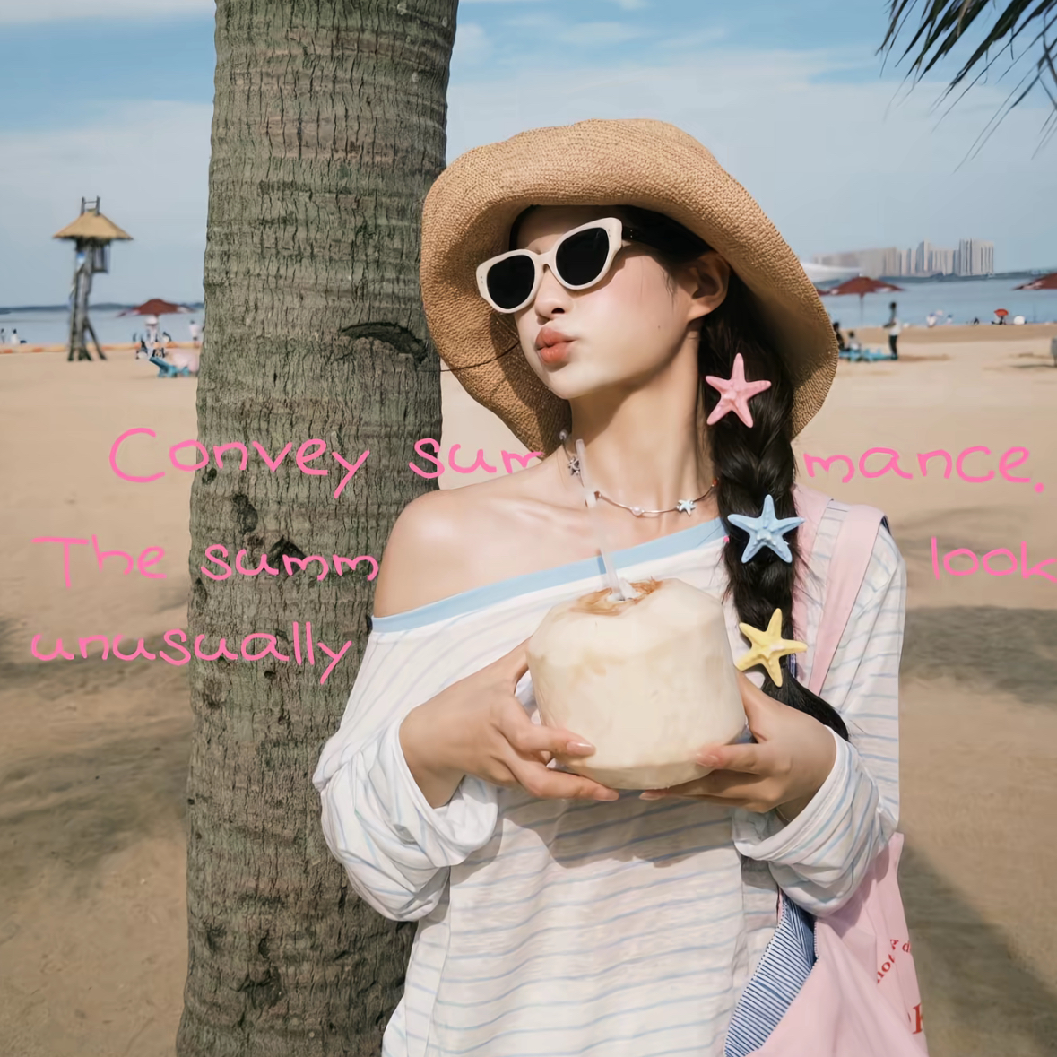 海岛度假~蓝色立体海星发夹女甜酷海边度假鸭嘴夹侧边刘海夹发饰