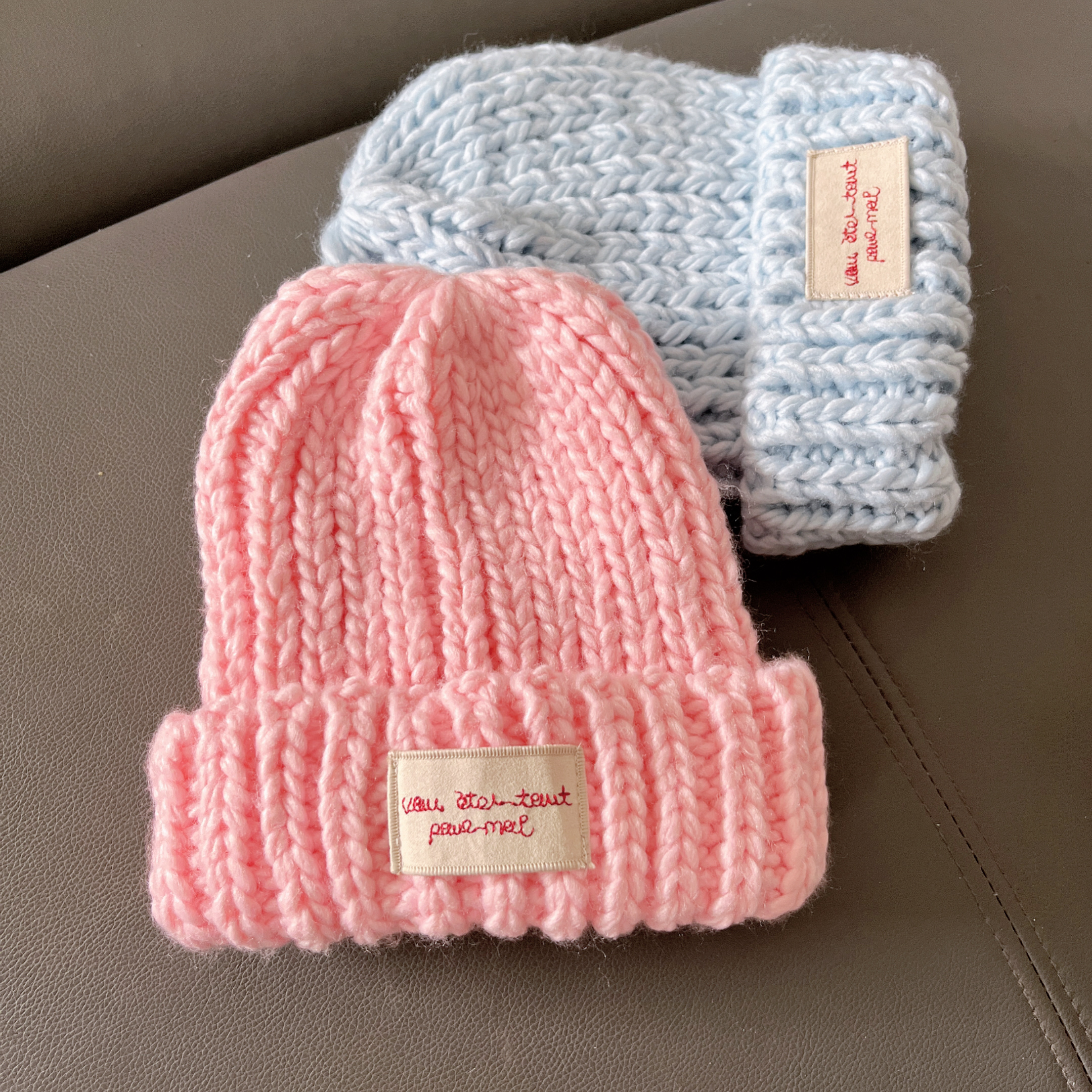 partyme手工韩国贴布保暖护耳冷帽针织帽显脸小冰岛毛线粗线加厚