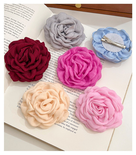 网红玫瑰花朵发夹舞蹈花朵发卡牡丹山茶花日常摄影鸭嘴夹中号侧边