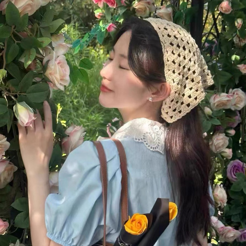 手工韩版手工钩针发带女可爱针织夏季镂空系带三角头巾,饰品/流行首饰/时尚饰品新,发饰,淘宝优惠券,粉丝福利购,淘宝优惠卷