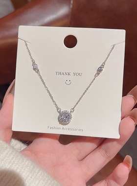 手工轻奢小众百搭简约人造锆石钛钢项链女ins潮网红项饰锁骨链