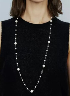 partyme手工长款项链仿珍珠小众气质女毛衣链轻奢高级感百搭叠戴