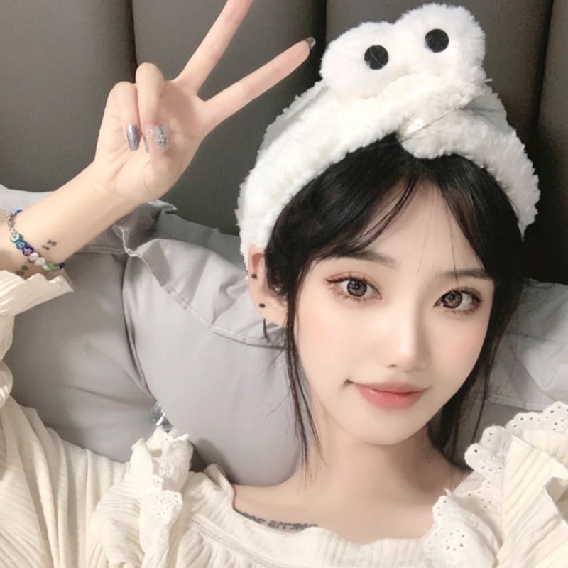 羊羔毛洗脸发带加宽魔术贴头饰