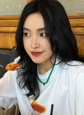 复古绿玛瑙项链锁骨链