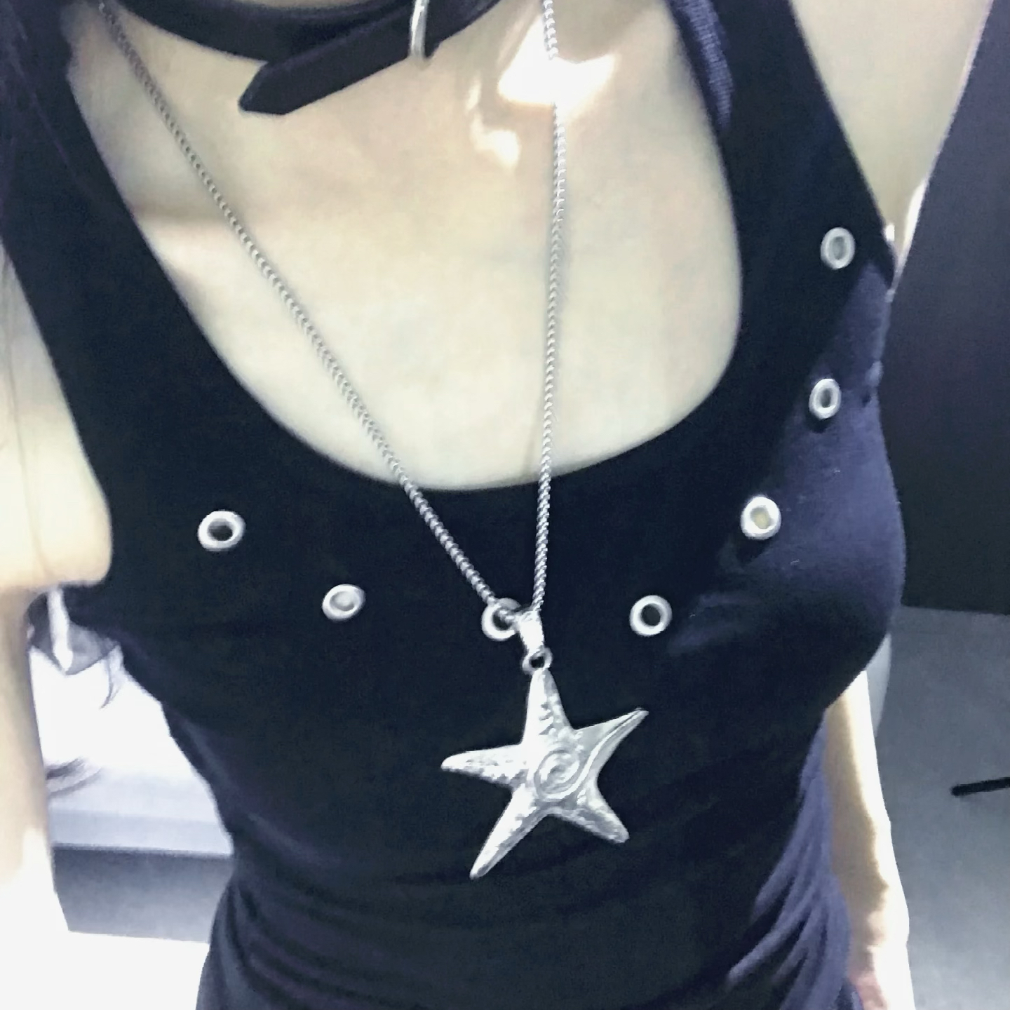 小众海洋生物大号海星不锈钢项链个性夸张五角星百搭长款锁骨链女