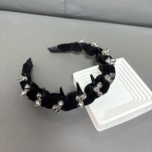 加厚版partyme手工发箍丝绒水钻波浪发箍高颅顶洗脸压发发卡头箍