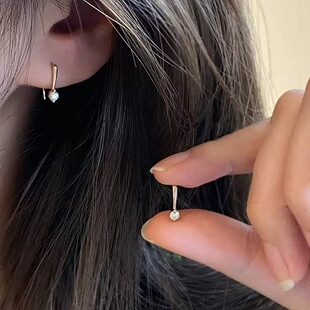 Partyme手工简约水钻耳钉小众设计气质小巧精致耳环耳闪亮上班女