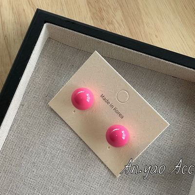 16mm韩国彩色糖果色耳钉圆球小众设计感耳环气质百搭耳饰多巴胺女