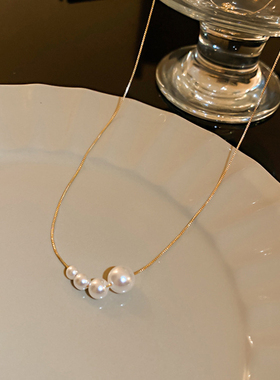 手工韩版珍珠项链简约复古时尚颈链锁骨链小众气质颈链女