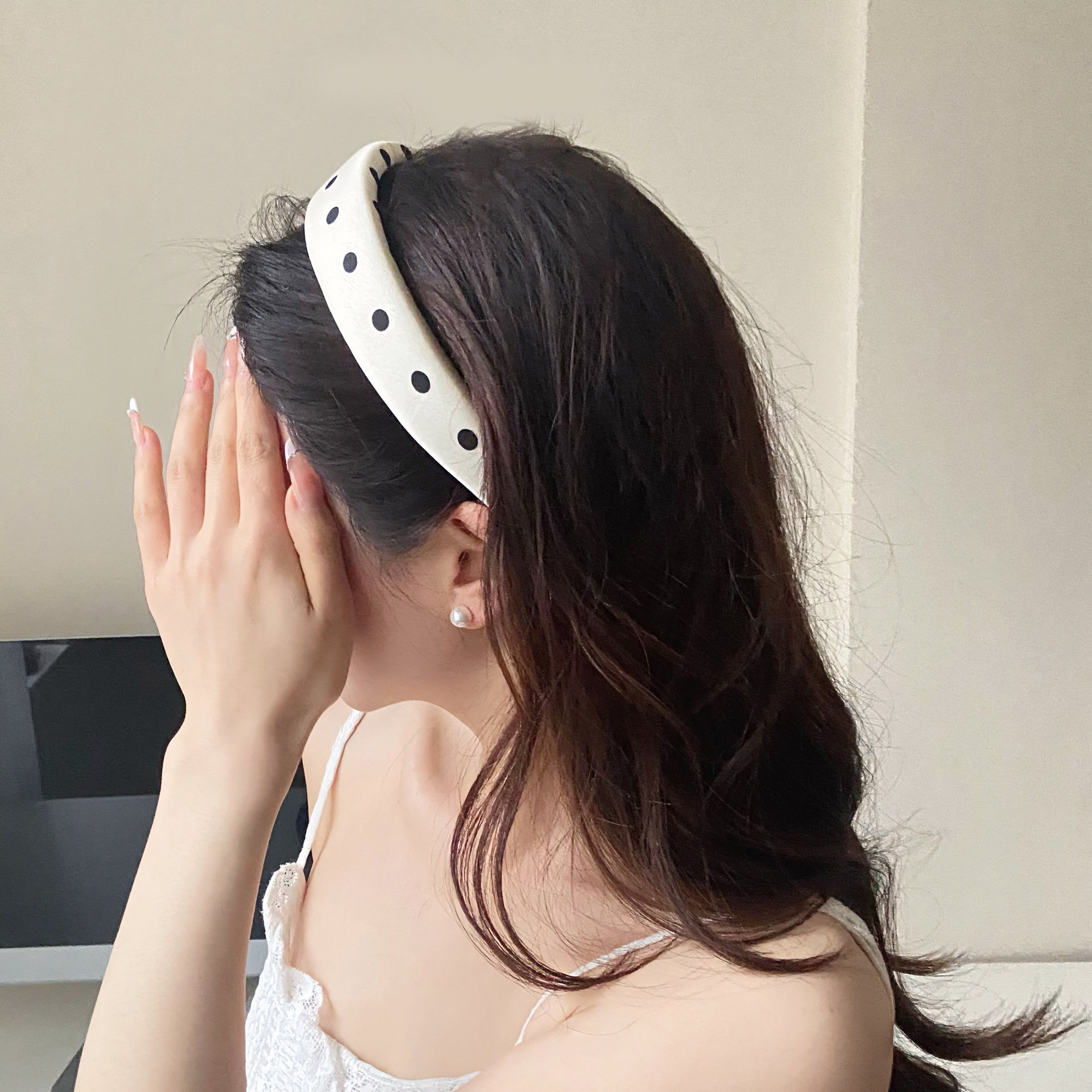 圆点慵懒复古缎面波点发箍高级感网红海绵头箍高颅顶百搭外出发卡