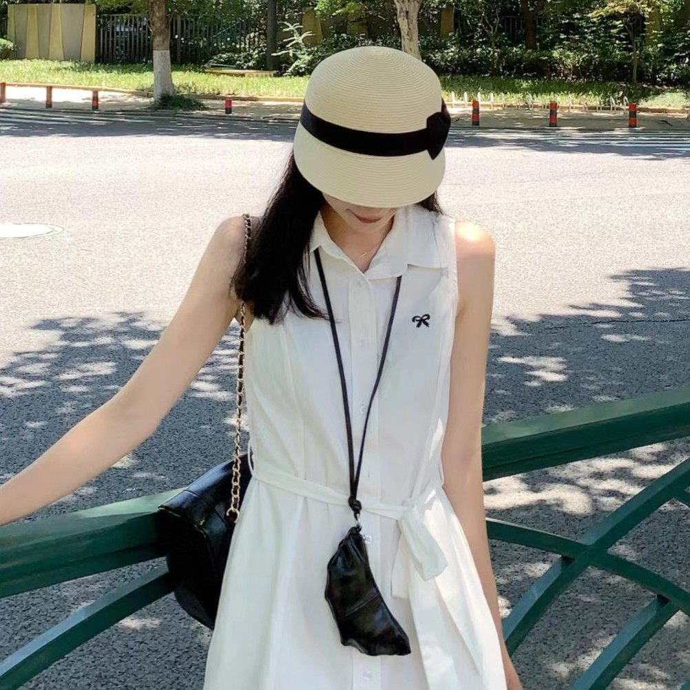 藤井树同款草帽小众设计感蝴蝶结鸭舌帽子透气遮阳防晒草编渔夫帽图片