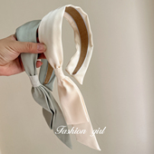 法式 复古抹茶绿飘带发箍宽边设计感发箍蝴蝶结头箍显脸小压发旅行