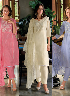 多款-印巴重工库塔套装-华丽刺绣钉珠库塔三件套KURTA