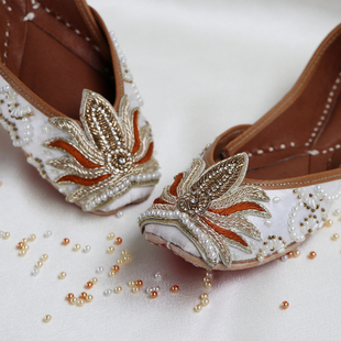 狮头鞋 白/黑/古铜色 I 印巴殿堂级华美手工钉珠鞋莲花鞋禅意神奇