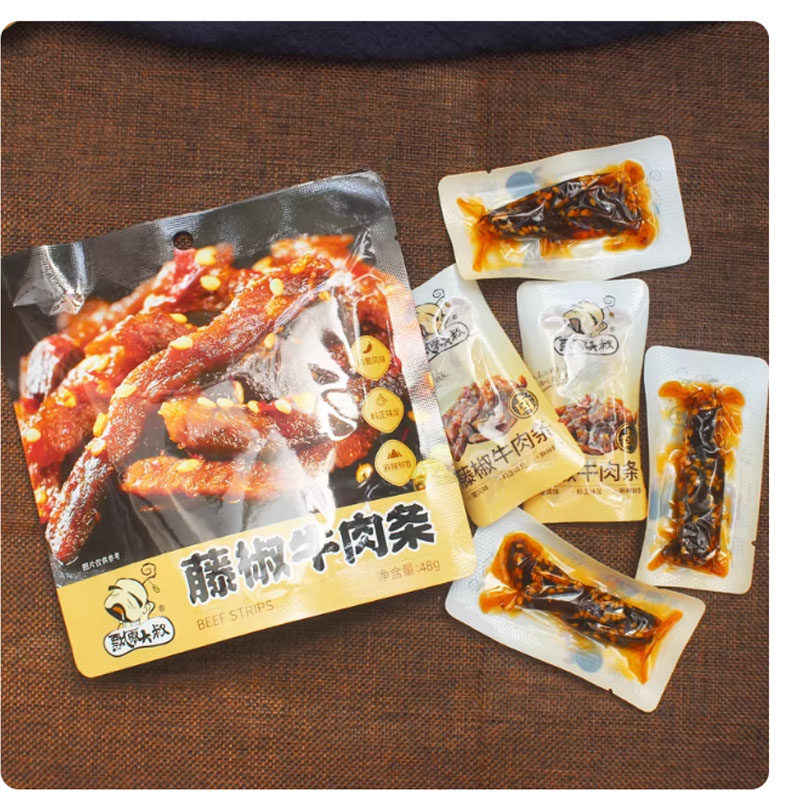飘零大叔麻辣牛肉条48g麻辣藤椒牛肉干解馋追剧零食休闲川味小吃