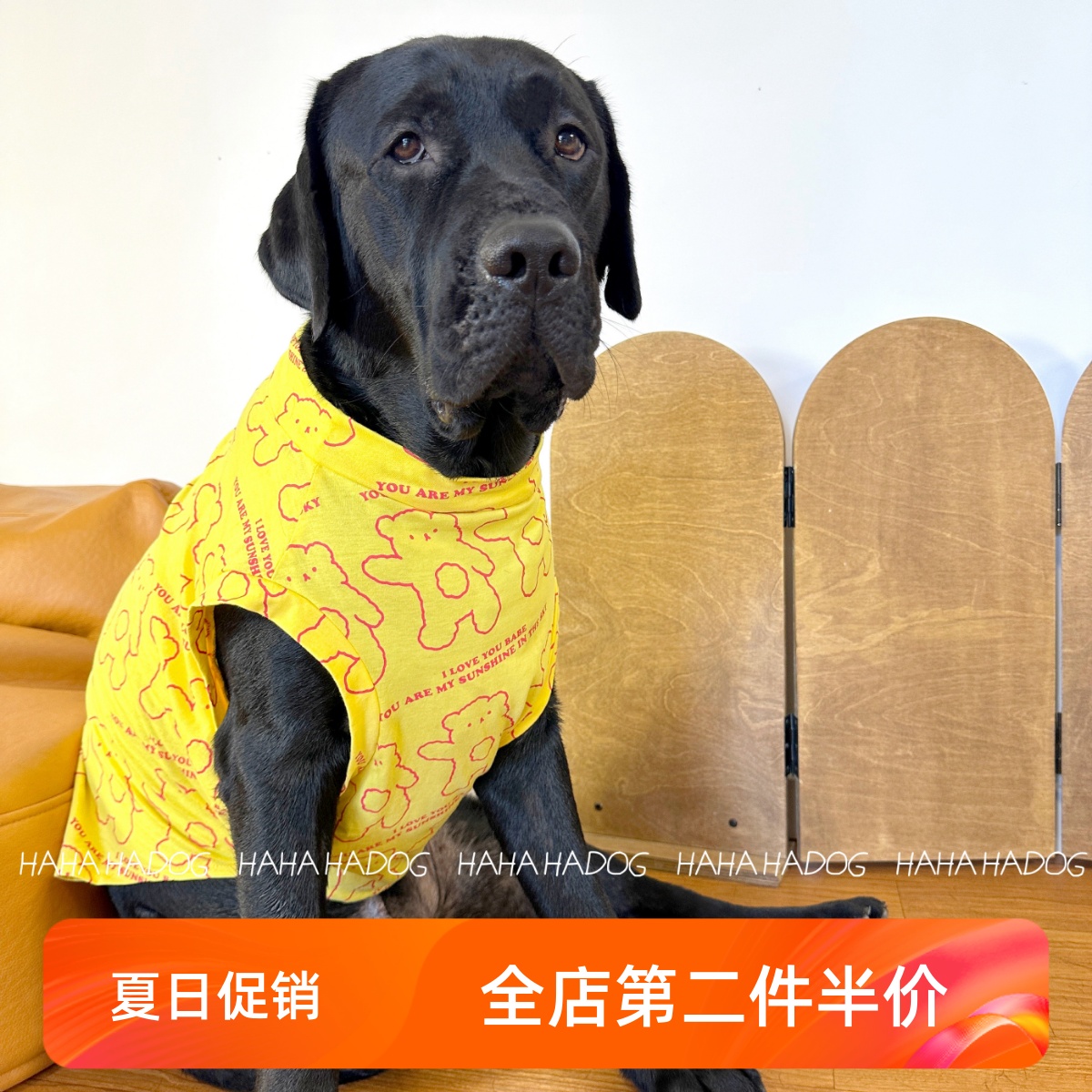 小熊撞色背心 法斗柯基柴犬恶霸金毛拉布拉多大狗衣服纯棉狗衣服