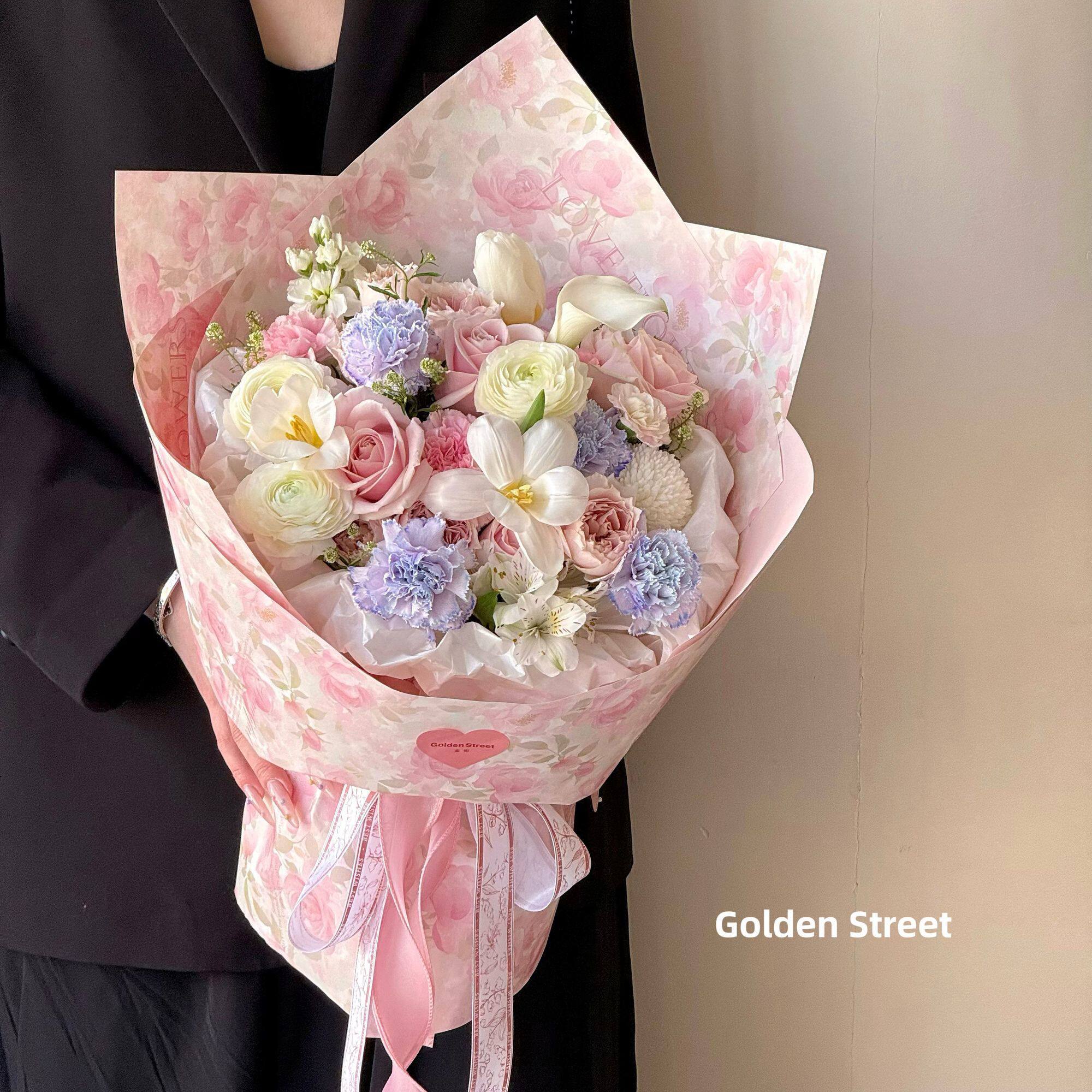 新款油画风梦园花圃情人节艺术范母亲节花束包花纸花店鲜花包装纸