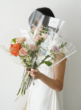 透明单支袋花束包装纸鲜花套袋玫瑰花多支袋花艺插花材料包花袋子
