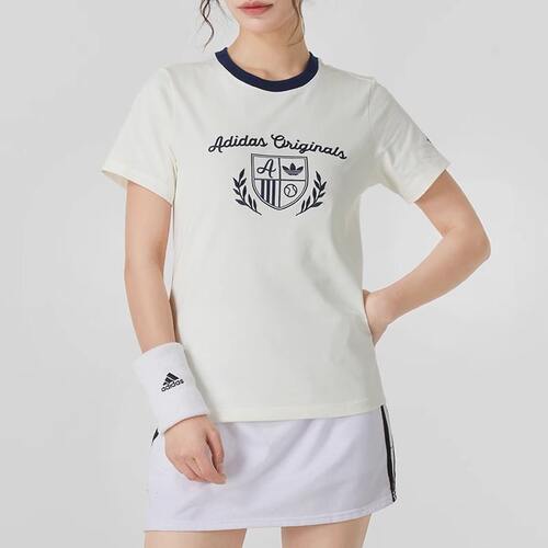 Adidas/阿迪达斯三叶草短袖女夏季款汉玉白纯棉T恤运动圆领JM8009