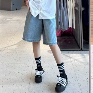 阿迪达斯三叶草裤男女新款复古宽松牛仔五分短裤运动休闲裤JX5004