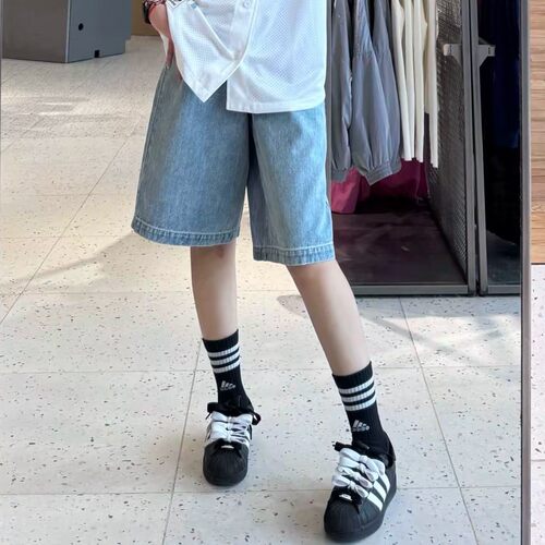 阿迪达斯三叶草裤男女新款复古宽松牛仔五分短裤运动休闲裤JX5005