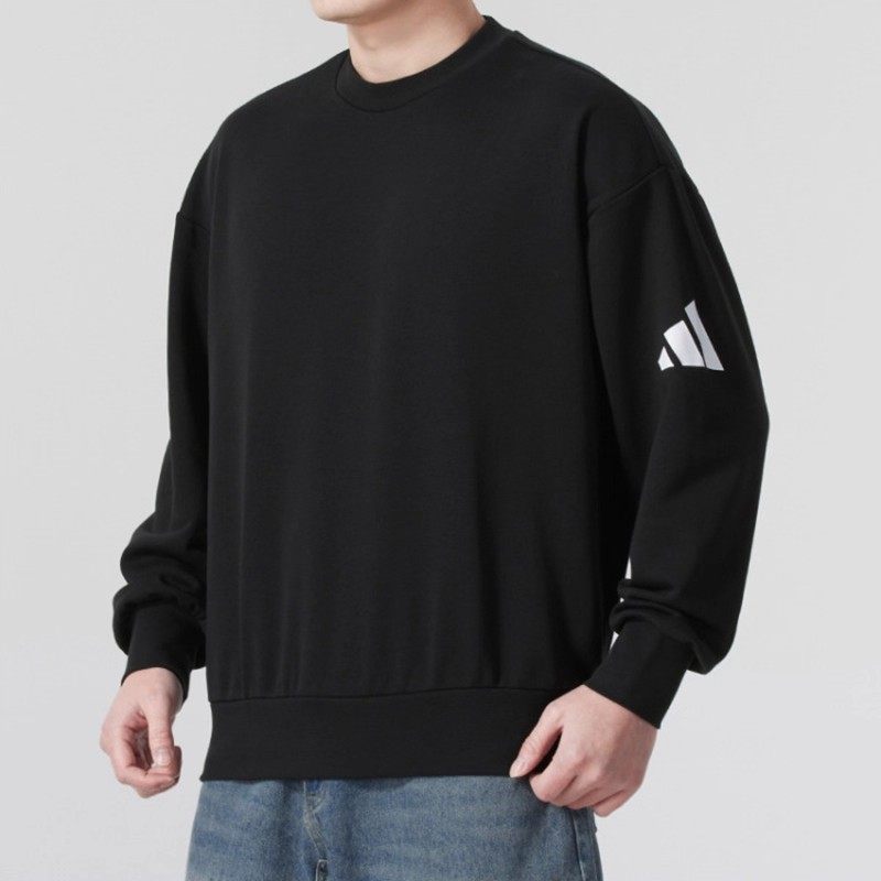 阿迪达斯adidas卫衣男款2026新款针织圆领冬季篮球训练服JF3576