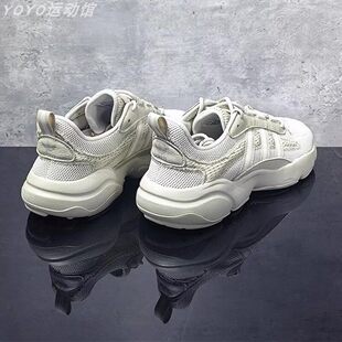 阿迪达斯三叶草男鞋女鞋网面透气老爹鞋休闲运动减震跑步鞋JS3027