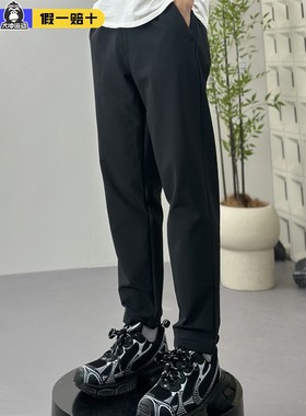 阿迪达斯男款裤子秋季直筒裤运动篮球长裤初中生黑色裤子IV7585