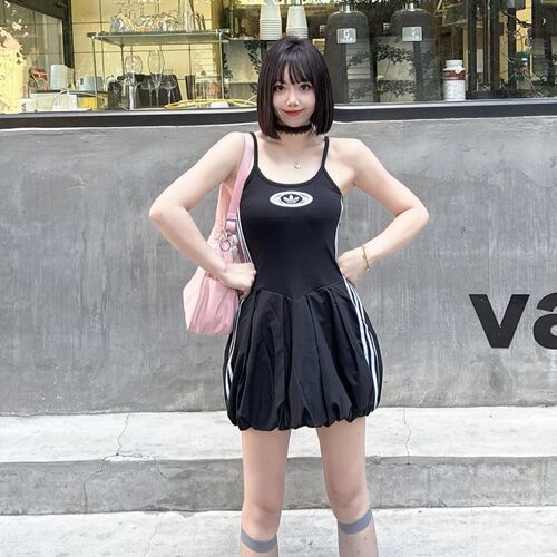Adidas阿迪达斯正品三叶草休闲气球裙底吊带连衣裙女子夏季KC8798