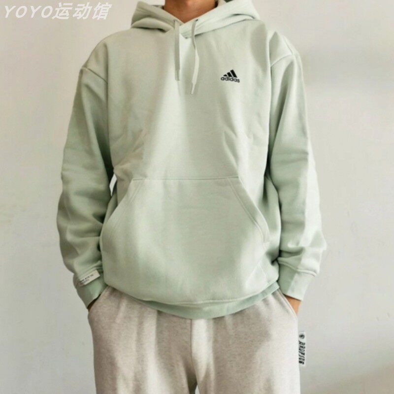 阿迪达斯卫衣男女同款春季简约百搭毛圈休闲连帽套头衫正品IV7593